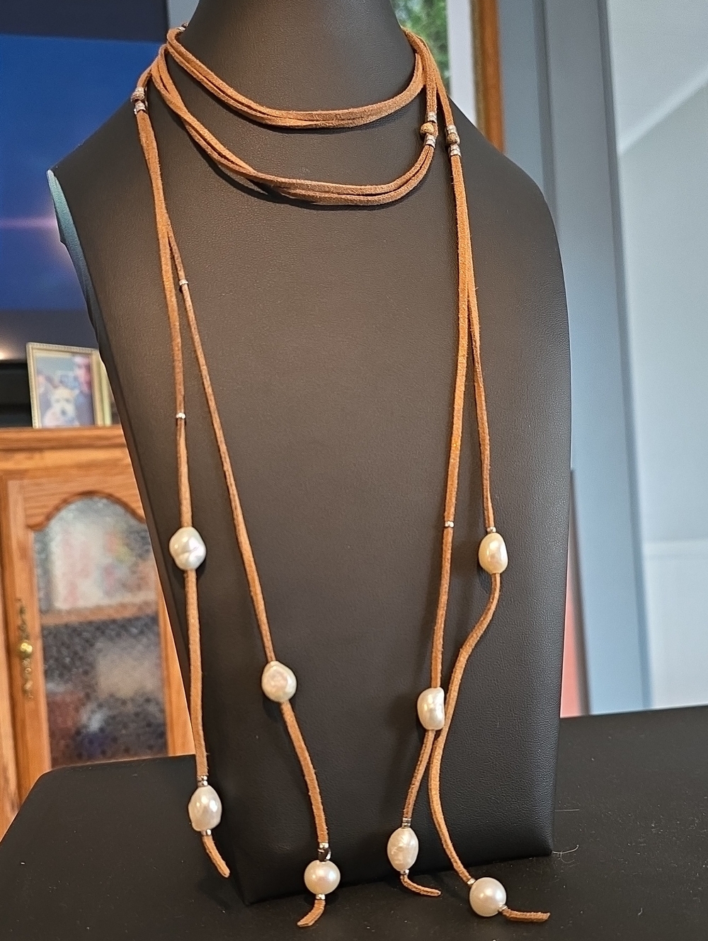 Lucas Lameth Sterling Silver & Baroque Pearl Multi-Strand Leather Lariat